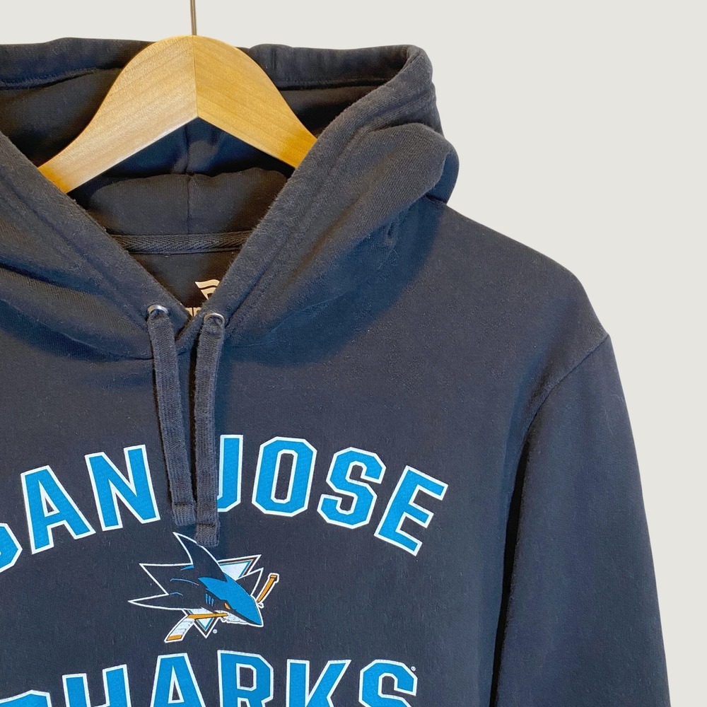 Fanatics San Jose Sharks Hoodie Mens Large Black Excellent NHL Hockey Sweatshirt